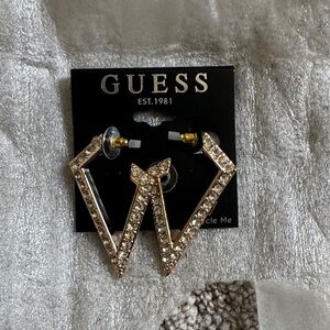 GUESS Gold-Tone Crystal V Earrings